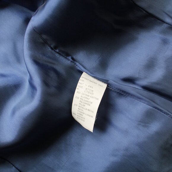 Moschino Jeans 90s Vintage Metallic Notch Collar Blazer Blue Gold Size 10 - Picture 10 of 12